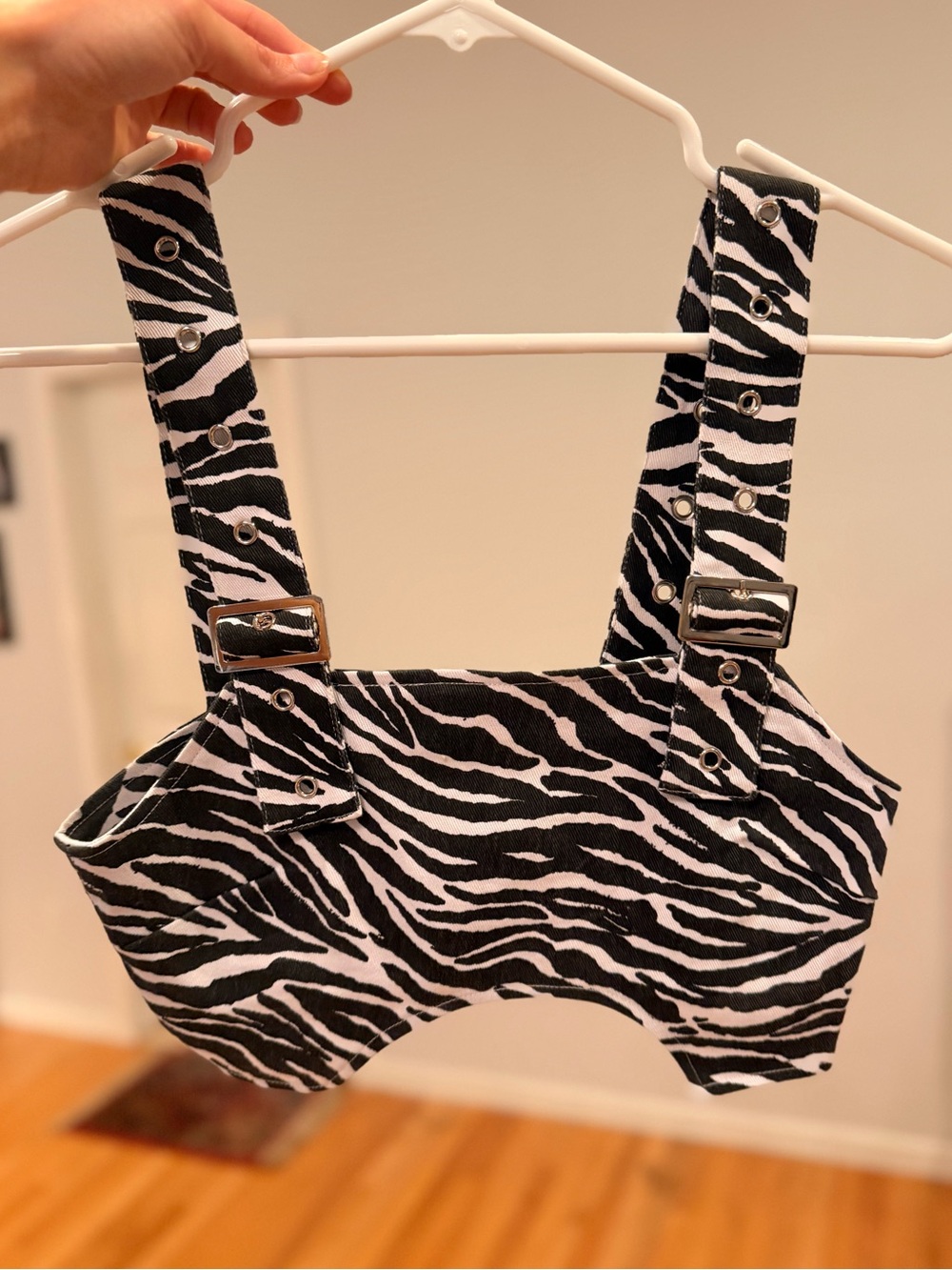 Carmar Black and White Zebra Print Crop Top